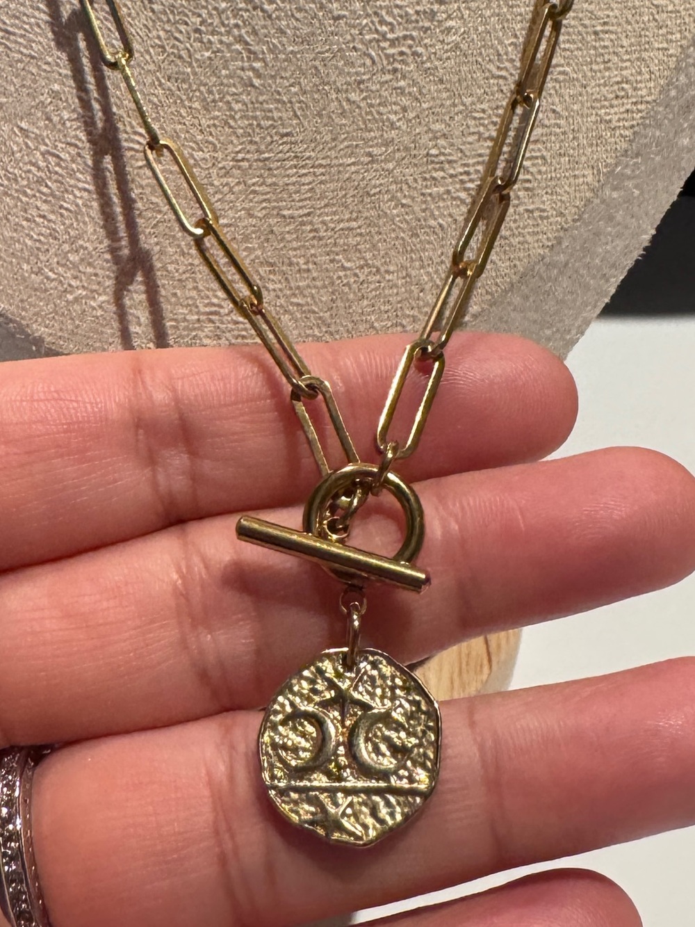 Toggle Chain Necklace with Coin Pendant - Women Jewelry